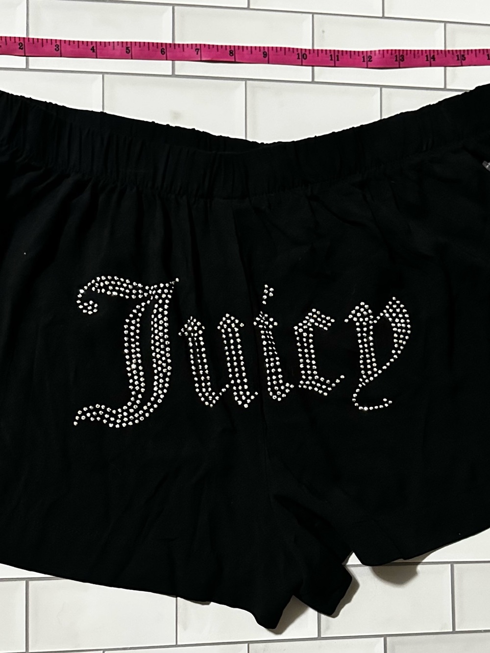 Juicy Couture Black Rhinestone Logo Lounge Shorts